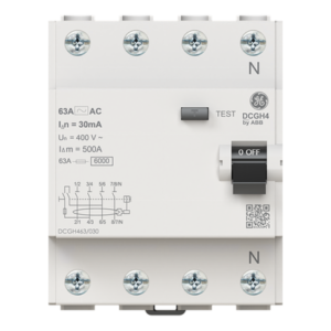 INTERRUPTOR DIFERENCIAL RESIDUAL Tetrapolar 63A 6kA Tipo AC 30mADCGH463/030 ABB