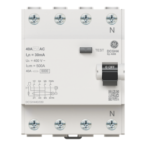INTERRUPTOR DIFERENCIAL RESIDUAL Tetrapolar 40A 6kA Tipo AC 30mADCGH440/030 ABB