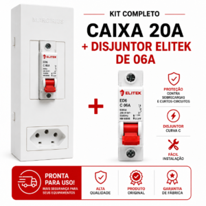 CJ CX MG 1 DIS + TOM 20A C/ DISJUNTOR 1P ELITEK 06