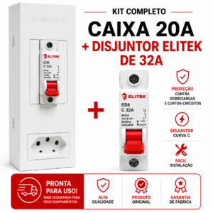 CJ CX MG 1 DIS + TOM 20A C/ DISJUNTOR 1P ELITEK 32A