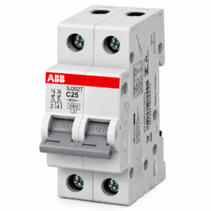 Minidisjuntor Bipolar 25A 5kA /3kA em 220 V/380 V Termomagnetico Curva CSJ202T-C25 ABB