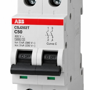 Minidisjuntor Bipolar 50A 5kA /3kA em 220 V/380 V Termomagnetico Curva CSJ202T-C50 ABB