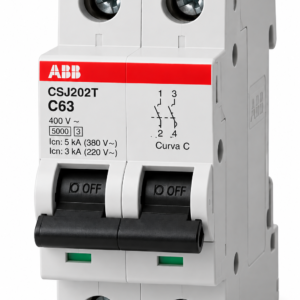 Minidisjuntor Bipolar 63A 5kA /3kA em 220 V/380 V Termomagnetico Curva CSJ202T-C63 ABB