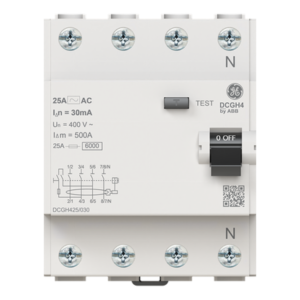 INTERRUPTOR DIFERENCIAL RESIDUAL Tetrapolar 25A 6kA Tipo AC 30mADCGH425/030 ABB